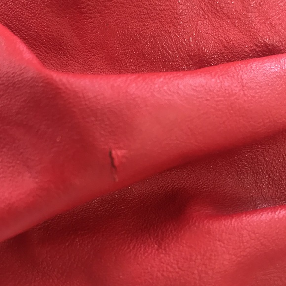 Absolutely beautiful red bag with black accents and sequence. Worn places shown. - Picture 4 of 11